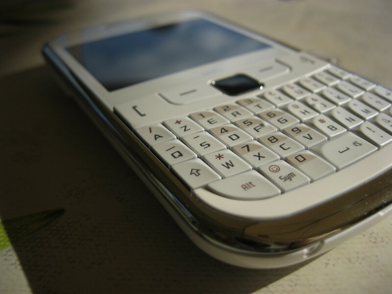 white phone with keyboard