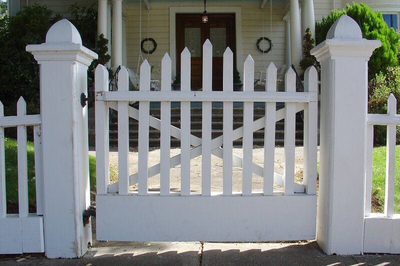 white picket fence gate