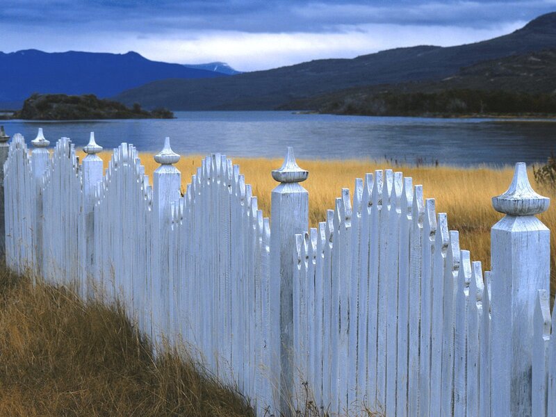 White Picket Fence — Serene, Afternoon, Photograph, Lake