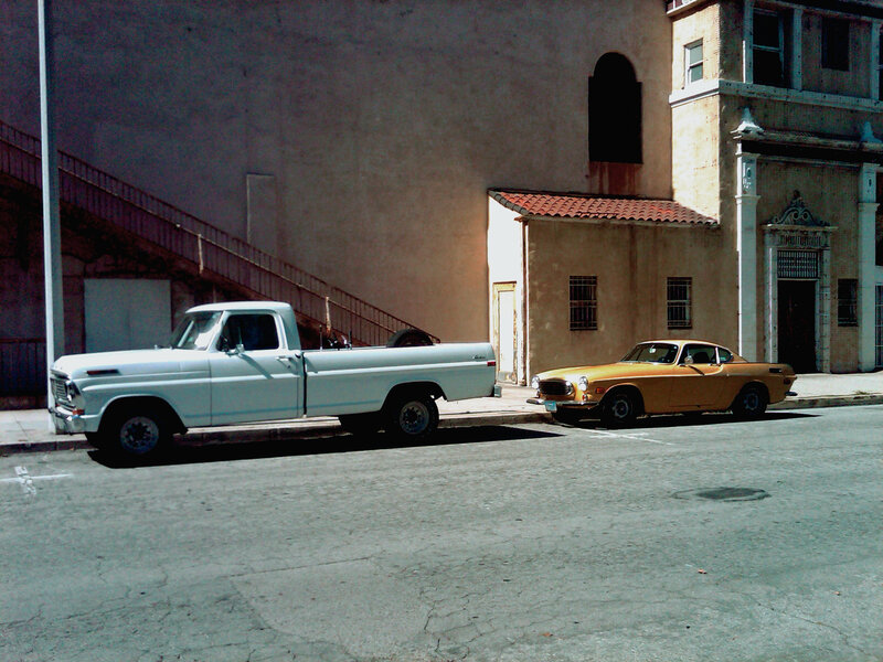 White Pickup Truck — Gray, Dramatic