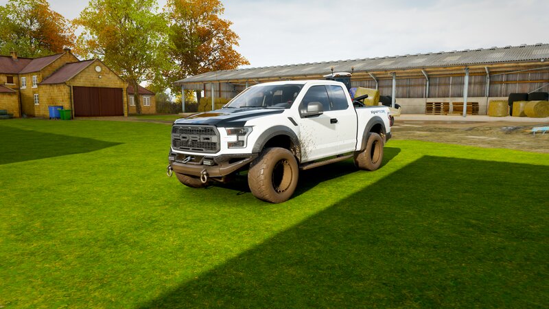 White Pickup Truck — Green, Calm