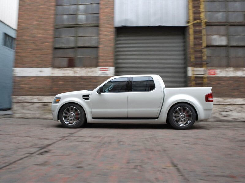 white pickup truck in motion