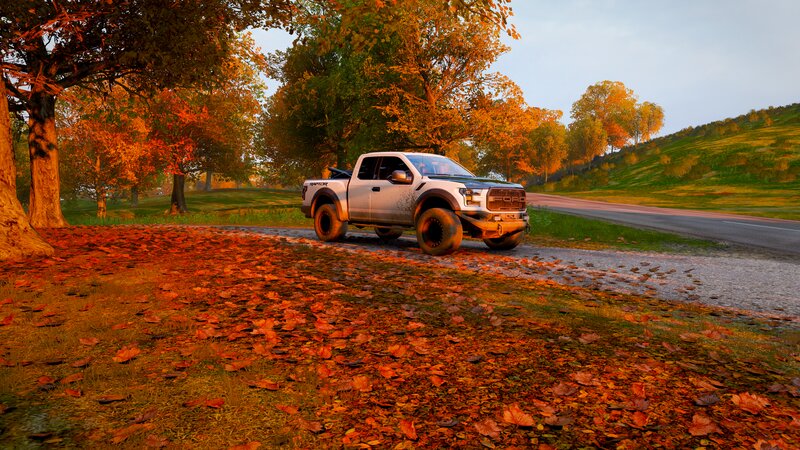 White Pickup Truck — Orange