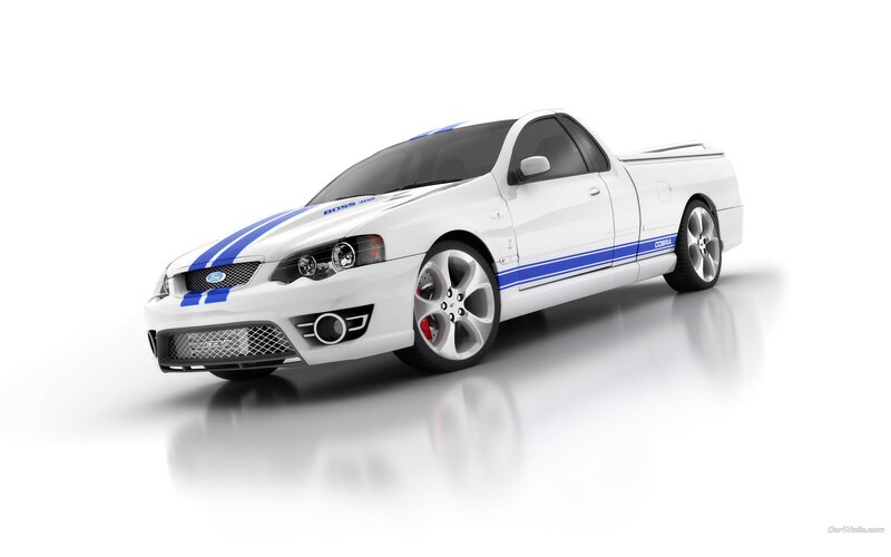 white pickup truck with blue stripes