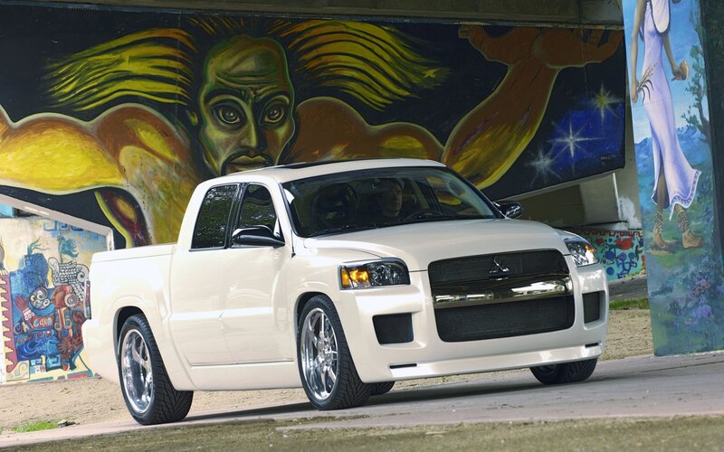 White pickup truck with graffiti art