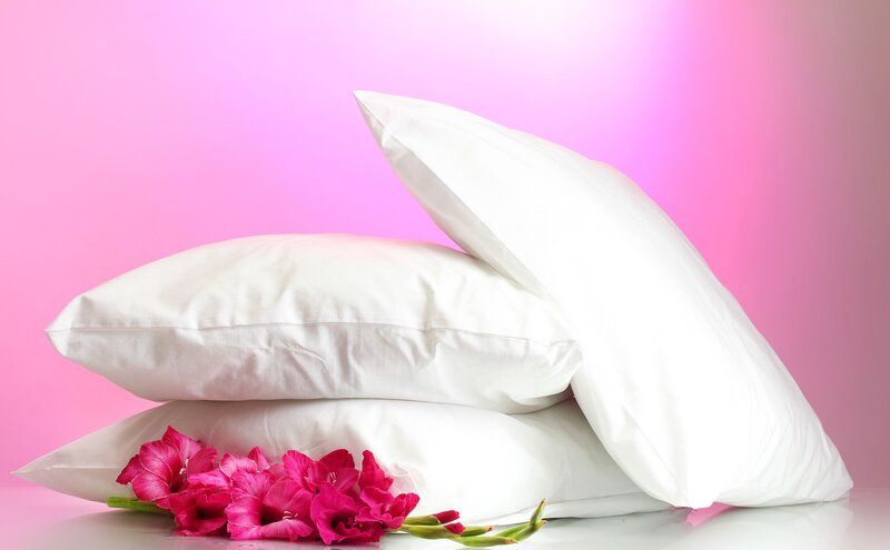 White Pillows with Flowers — Pink