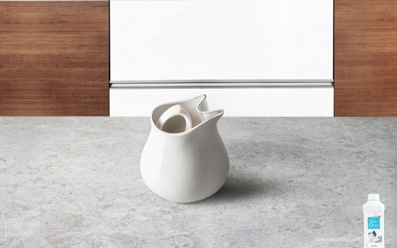 White pitcher on countertop