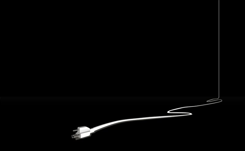 white plug on black background