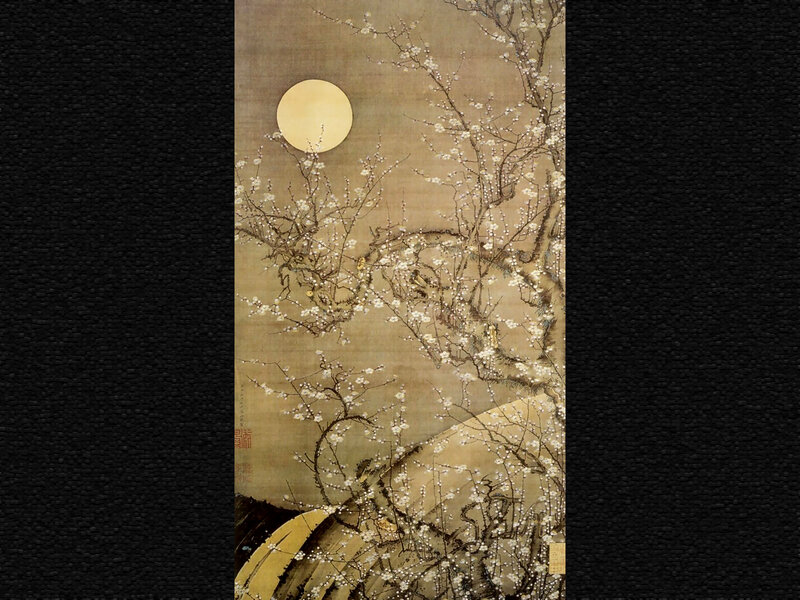 White Plum Blossoms under Moon