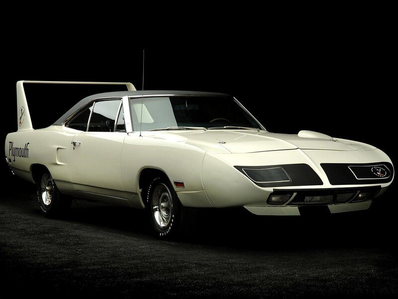 White Plymouth Superbird muscle car