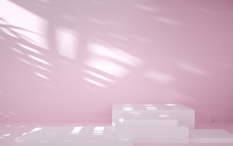 White Podiums in Pink Room
