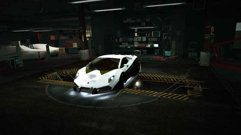 white police car in garage