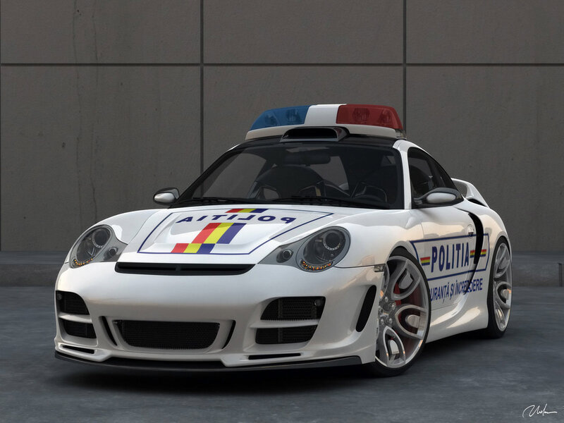 White Police Sports Car — Neutral, 3d Render