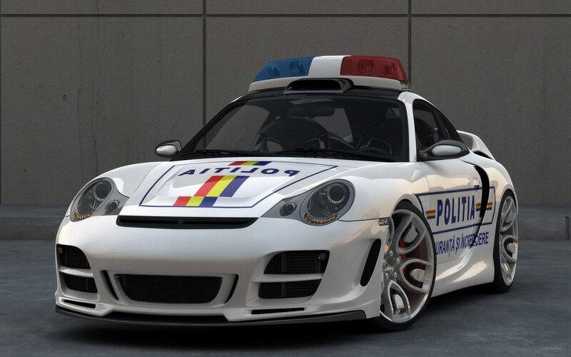 White Police Sports Car