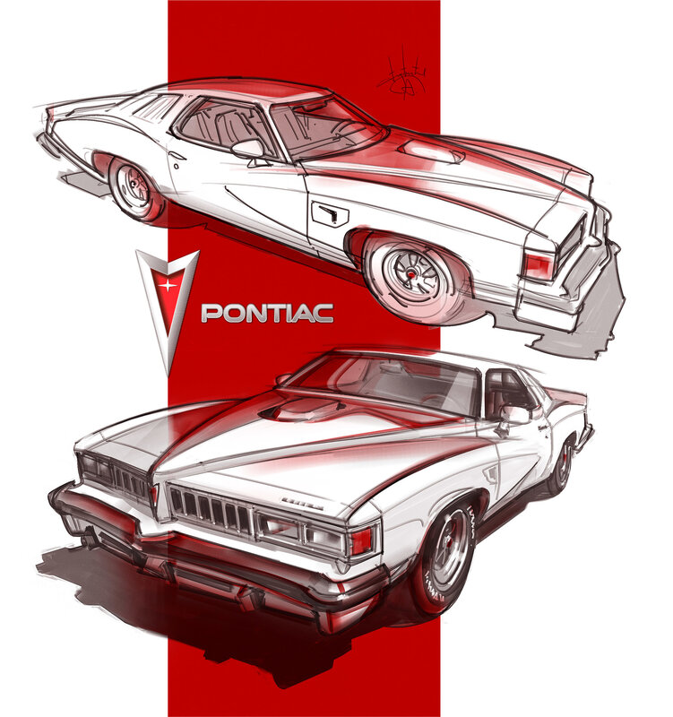White Pontiac Car — Red