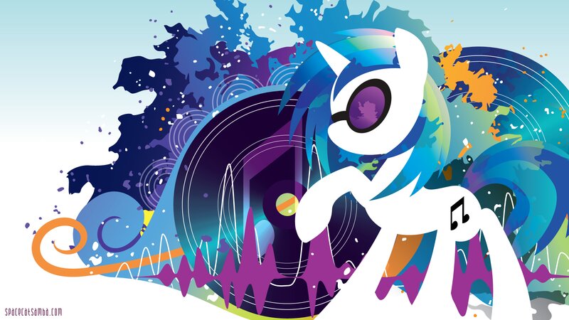 White Pony with Blue Mane — Energetic, Digital Art
