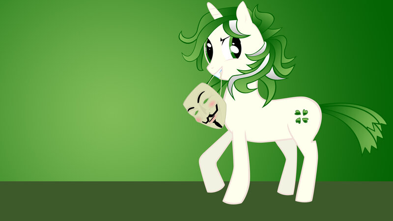 white pony with green hair