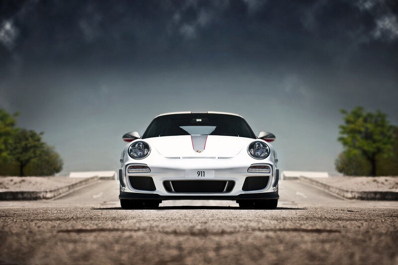 White Porsche 911 — Dramatic, Photograph, Car