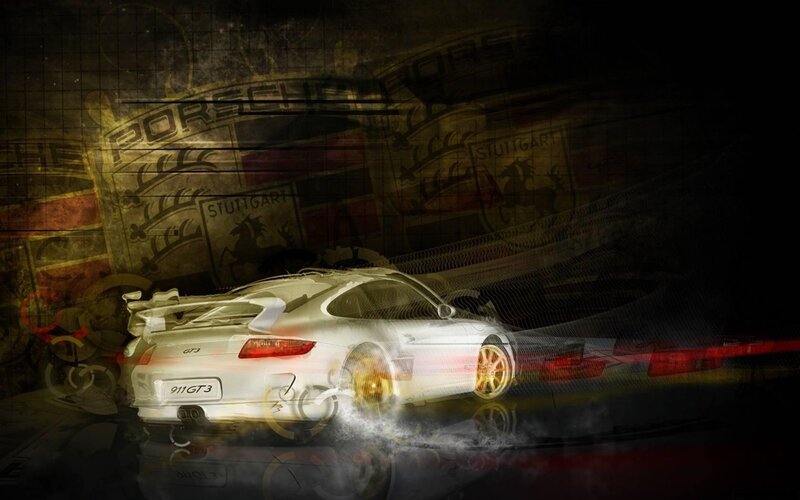 White Porsche 911 Gt3 — Dramatic, Night