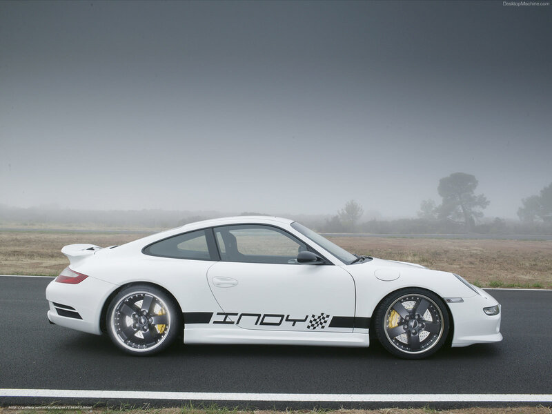 white porsche 911 indy on track