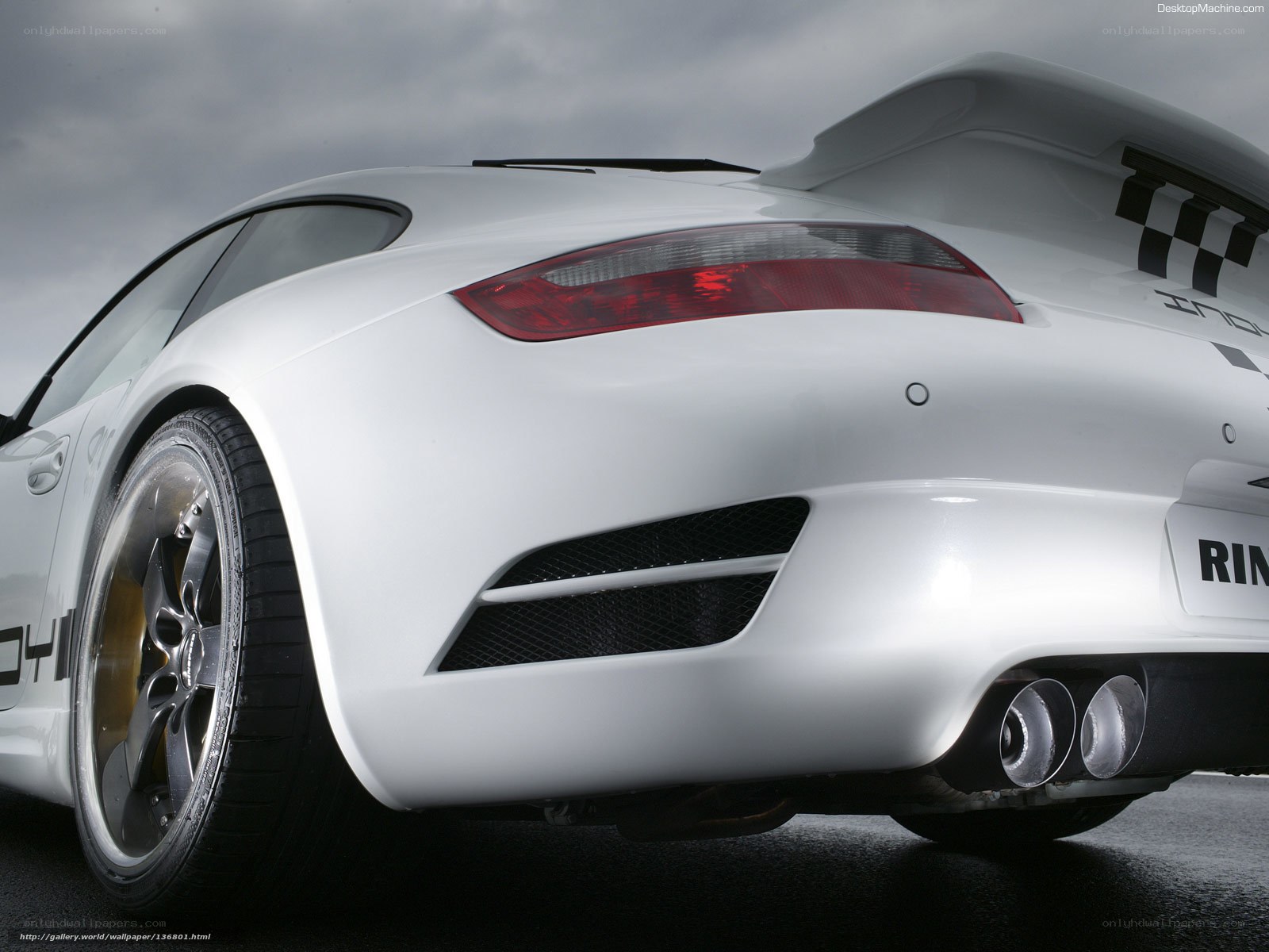 white porsche 911 rear view