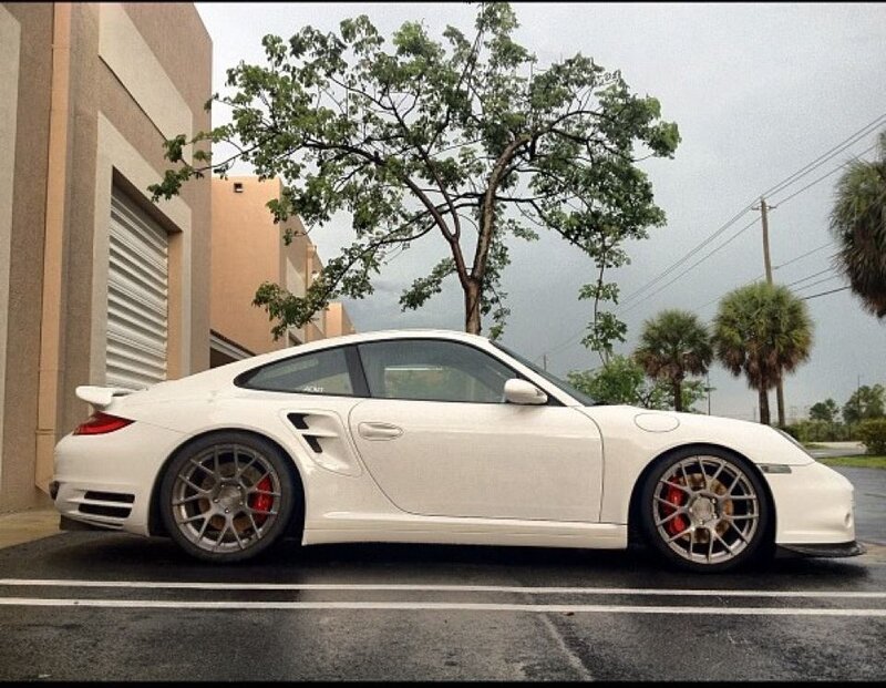 White Porsche 911 Turbo — Overcast