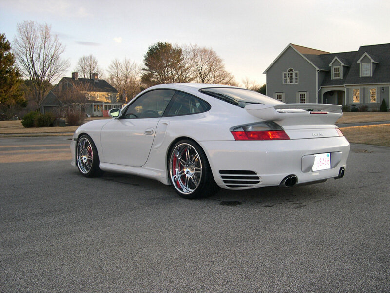 white porsche 911 turbo parked