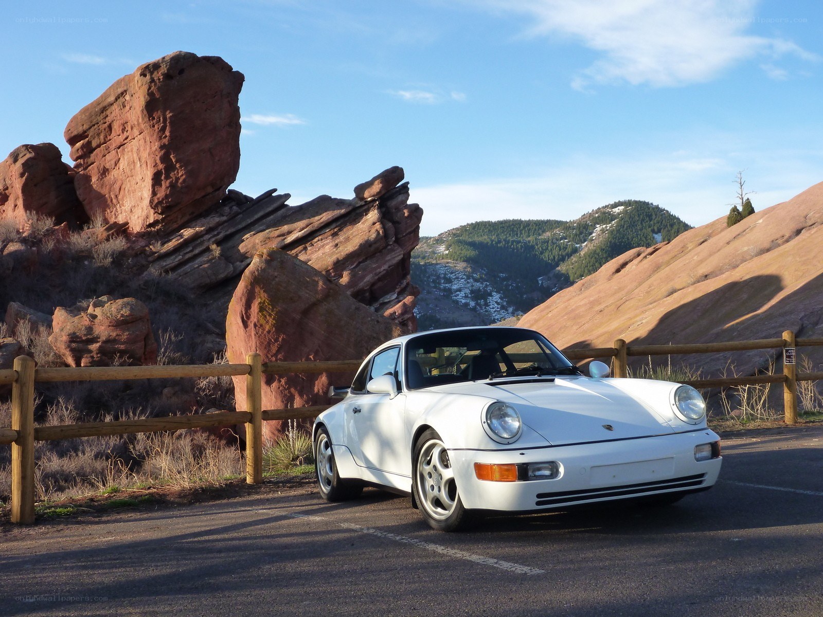 White Porsche at Red Rocks