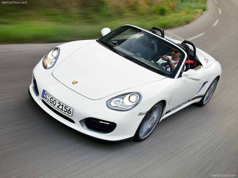 white porsche boxster driving