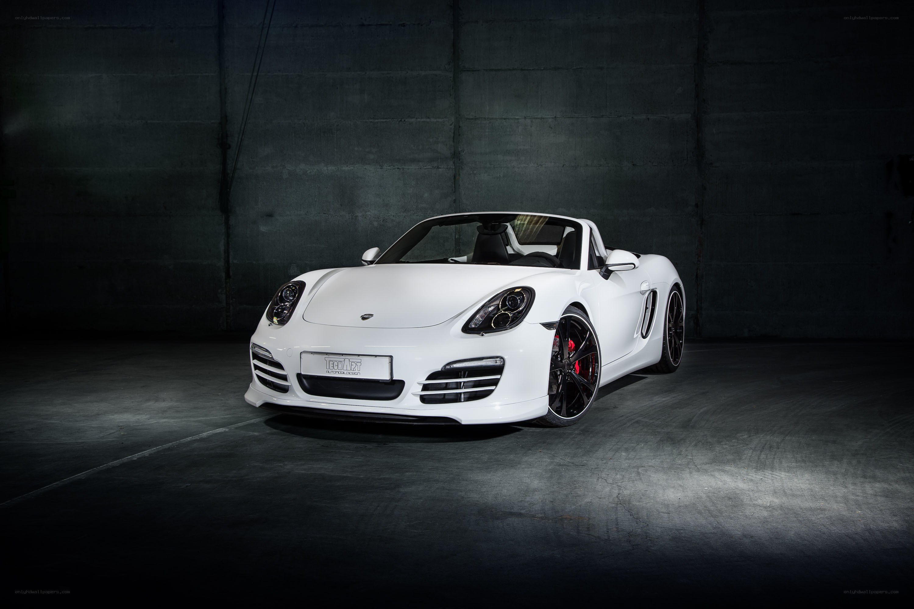 White Porsche Boxster in studio