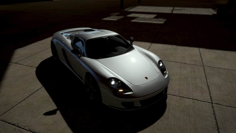 White Porsche Car — Dramatic, Night