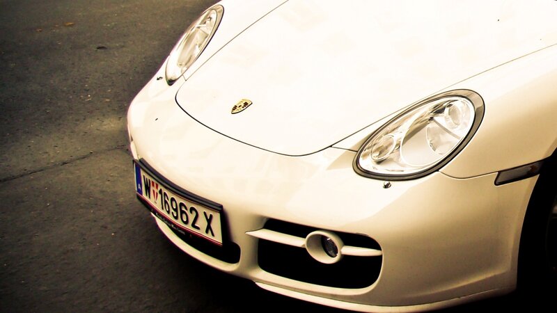 White Porsche Car — Dramatic, Photograph, Headlight