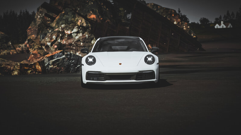 White Porsche Car — Dramatic