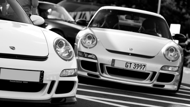 White Porsche Cars — Black
