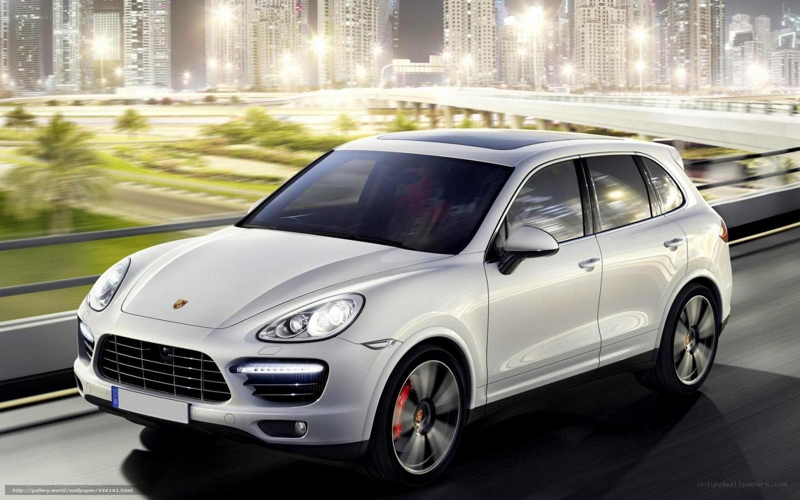 White Porsche Cayenne in city
