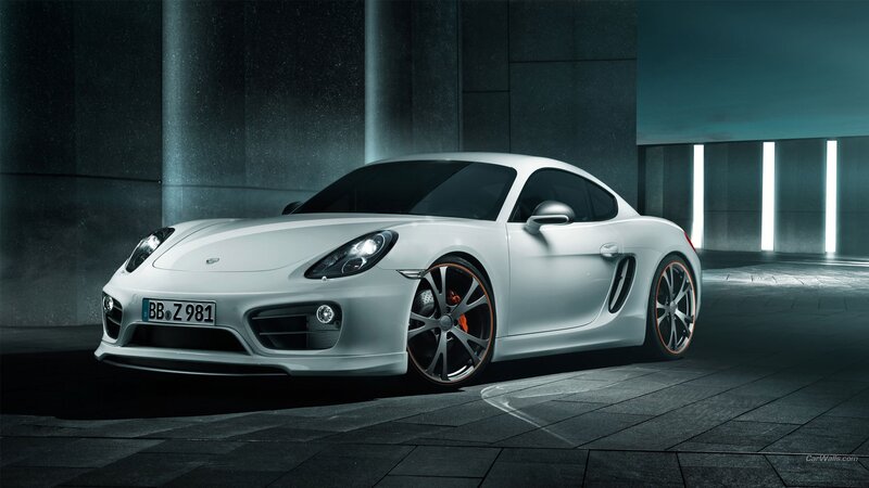 white porsche cayman sports car