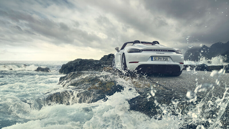 White Porsche Convertible — Dramatic, Photograph