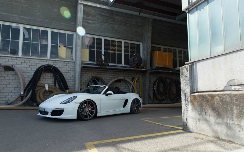 White Porsche Convertible — Industrial