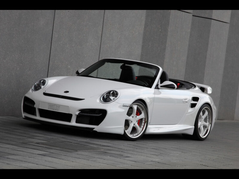 White Porsche convertible sports car