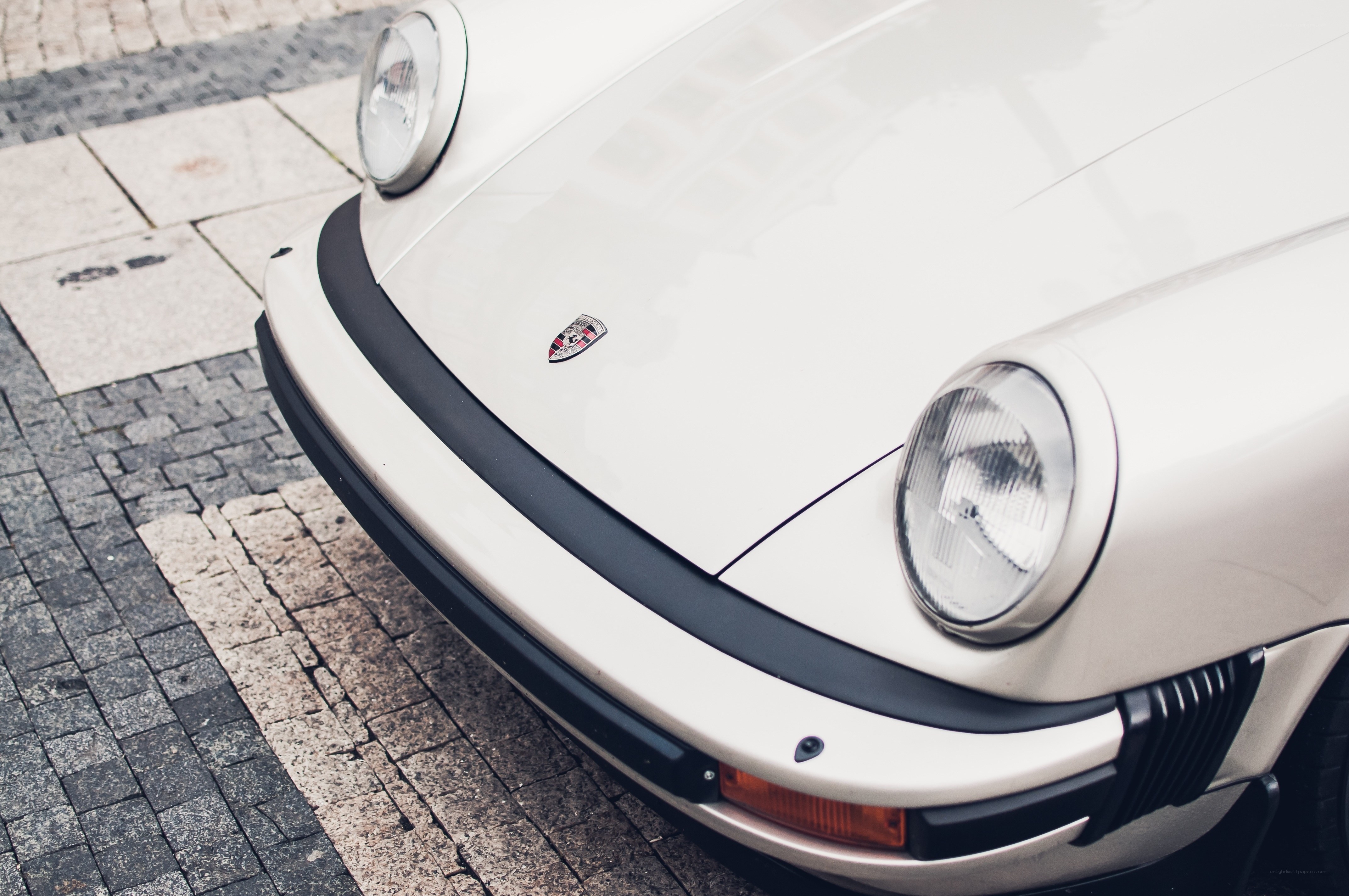 White Porsche front view
