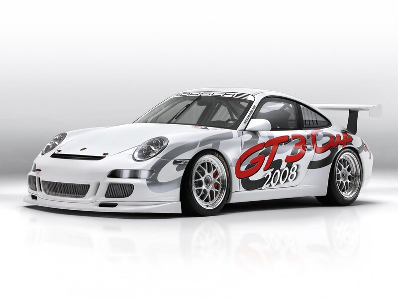 White Porsche GT3 Cup race car