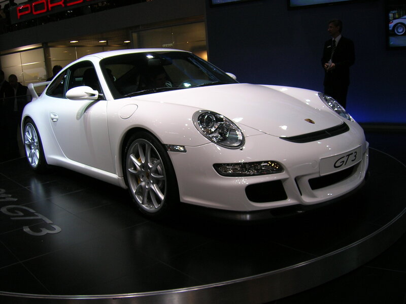White Porsche GT3 on display