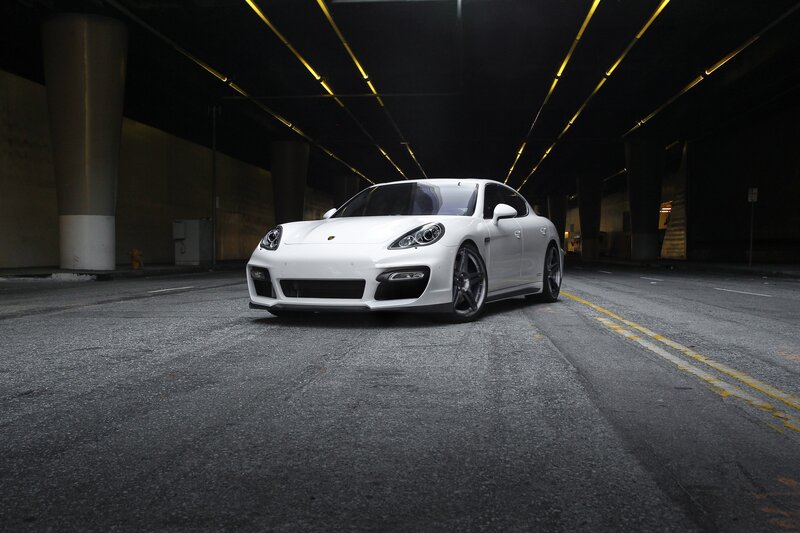 White Porsche in a tunnel