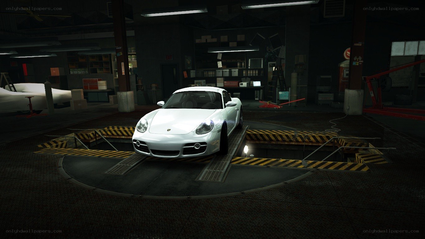 white porsche in garage