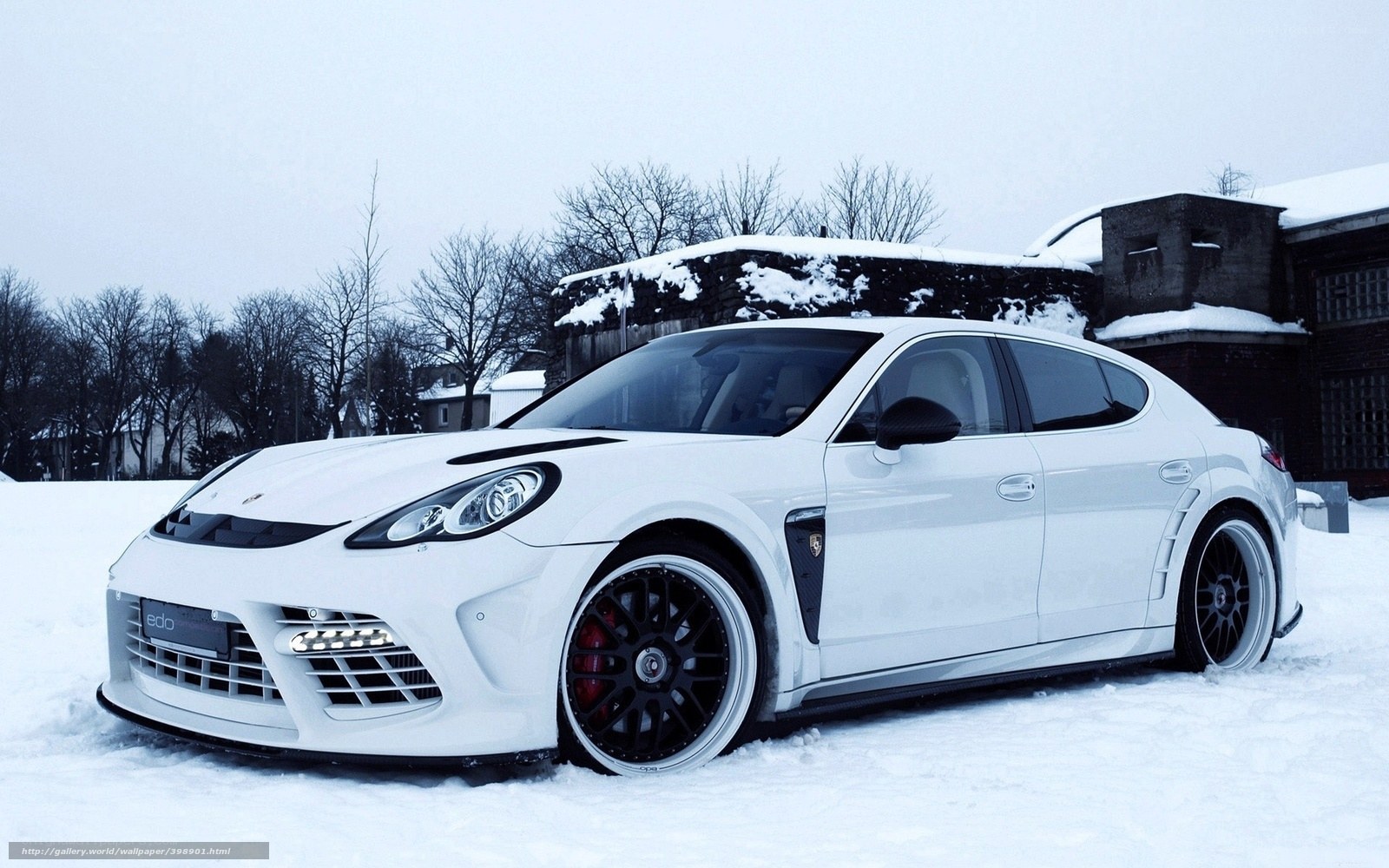 White Porsche in snow