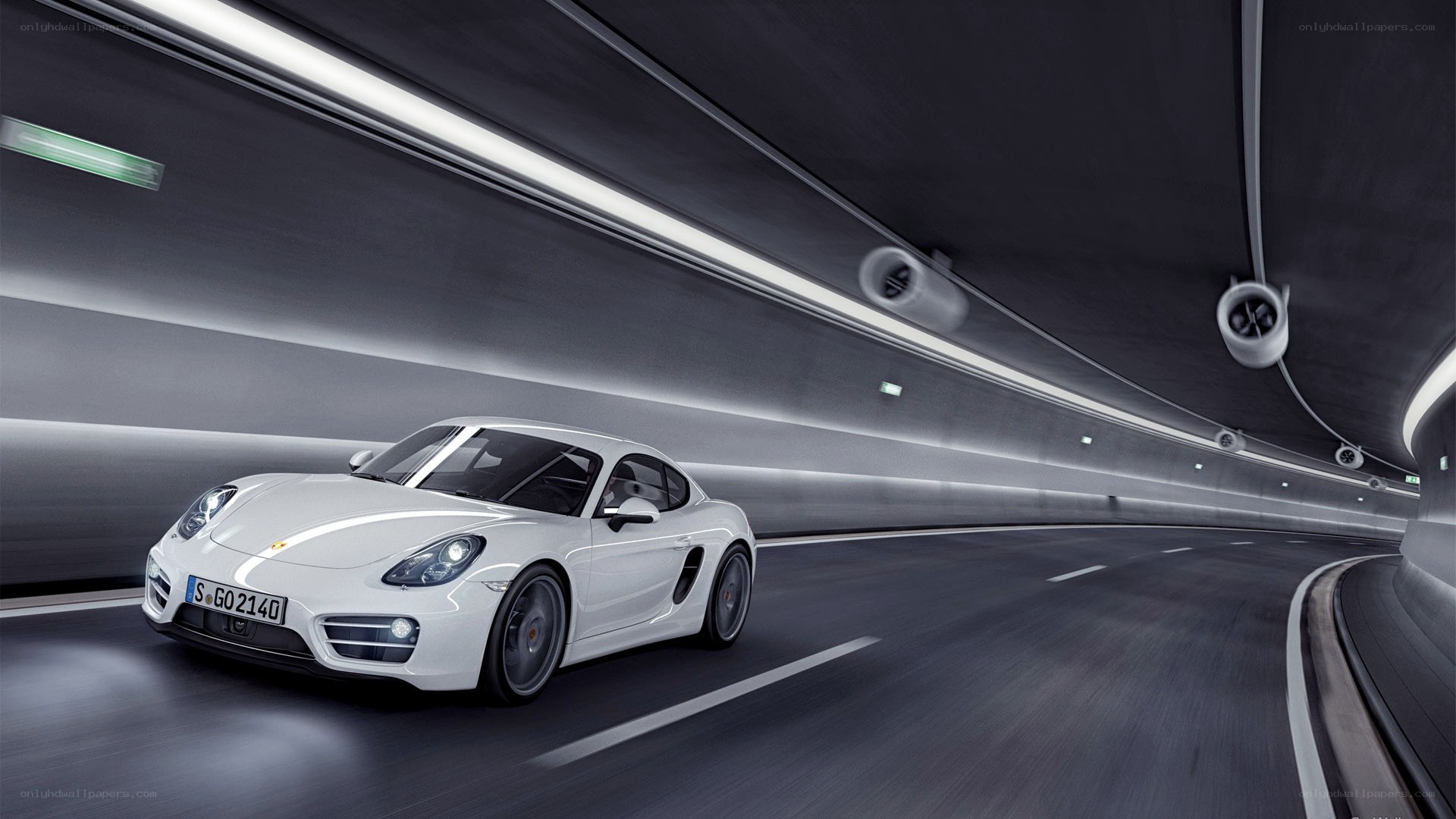 White Porsche in tunnel