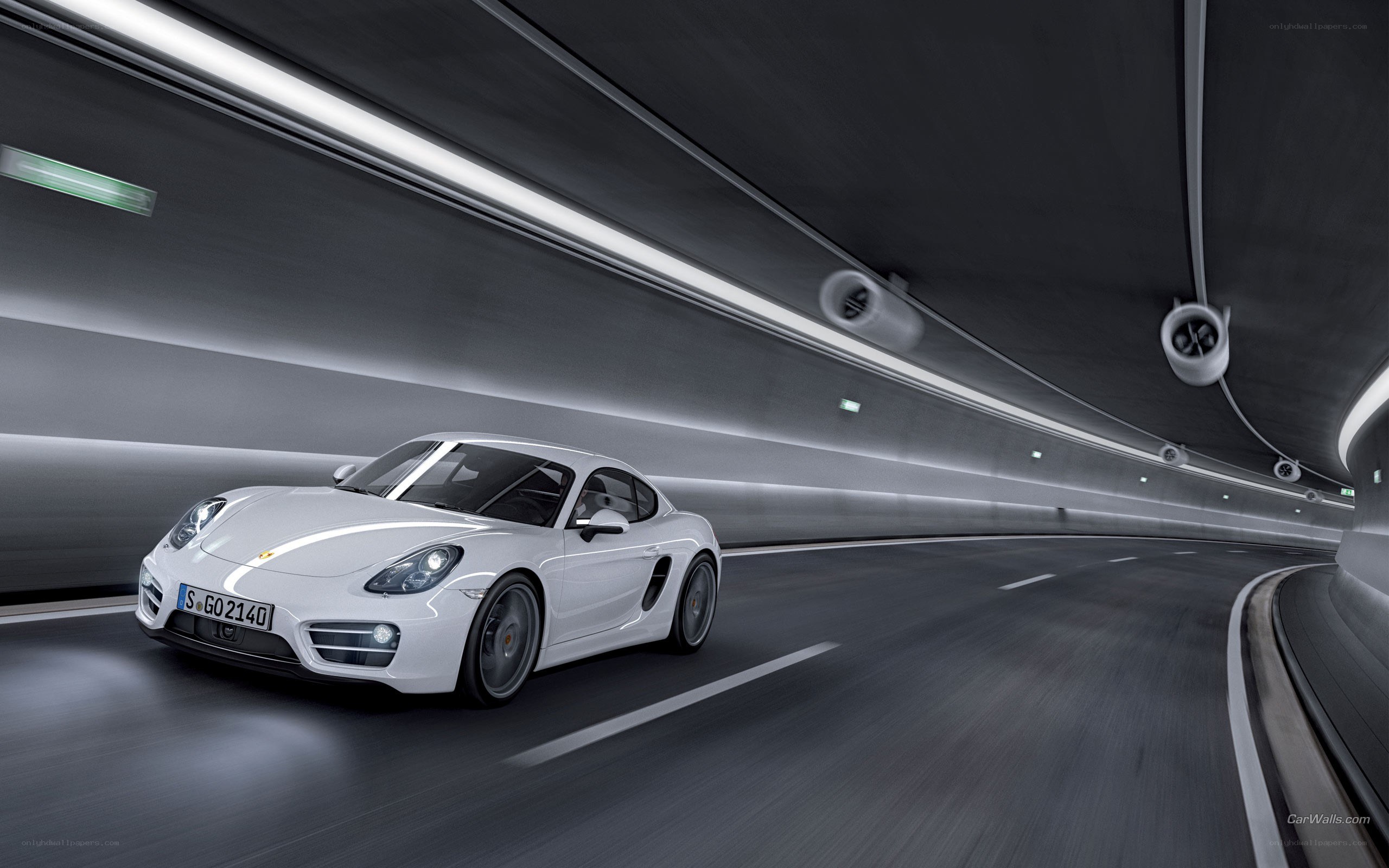 White Porsche in tunnel