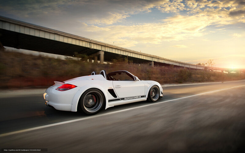 White Porsche on a highway