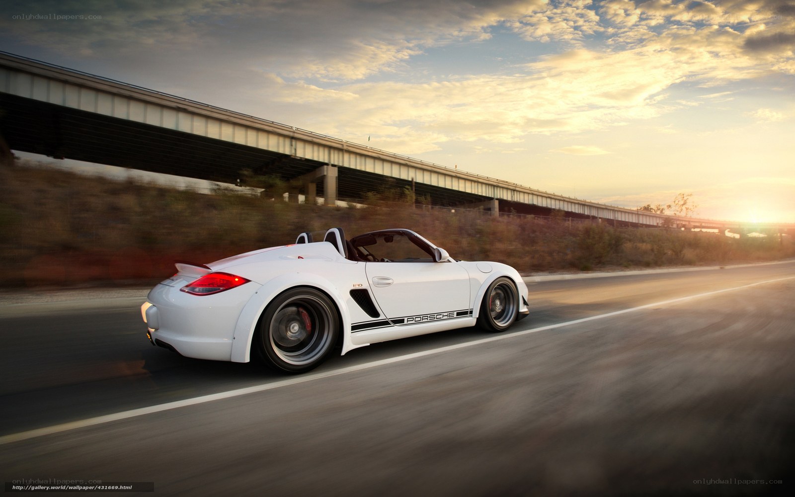 White Porsche on a highway