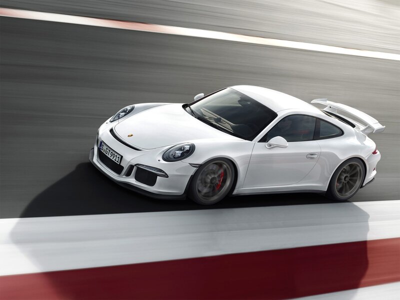 White Porsche on a racetrack